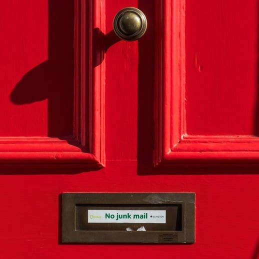 mail slot that says no junk mail