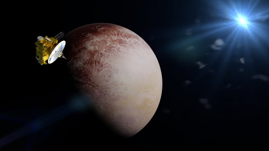 new horizons spacecraft flying past pluto